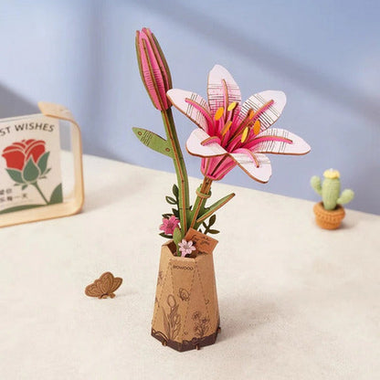 Robotime Puzzle 3d Pink Lily Tw071 Rowood