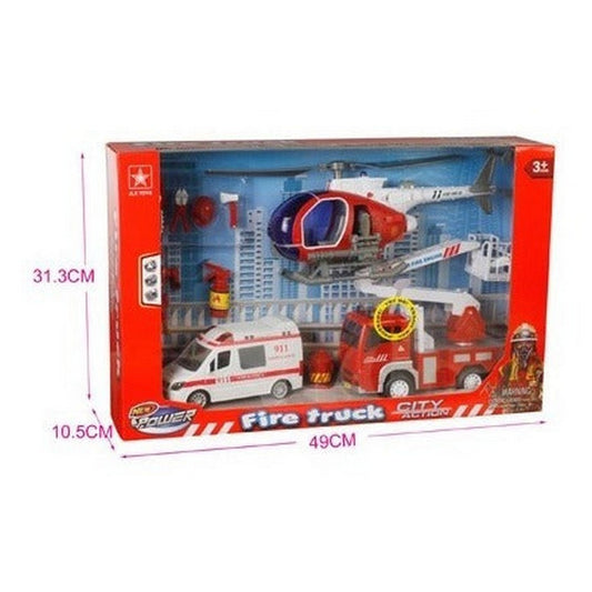 Set De Bombero Camion Luz Y Son + Amb/helicoptero 16932