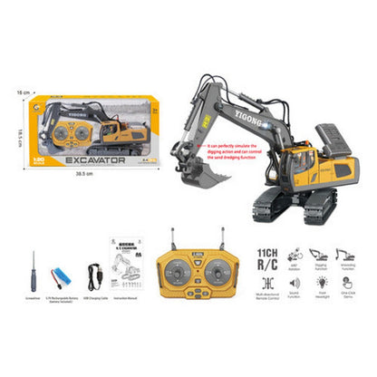 Excavadora 1:20 2.4g R/c Con Luz Y Sonido (11ch) 2308550 Color Amarillo Personaje Excavator