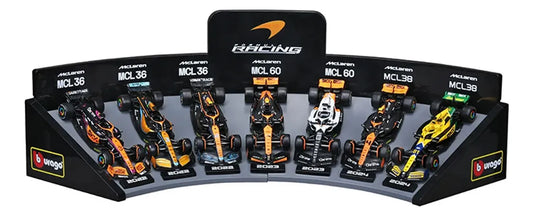 Bburago 1:43 Mclaren Set 7 Autos + Soporte De Exposición Varios