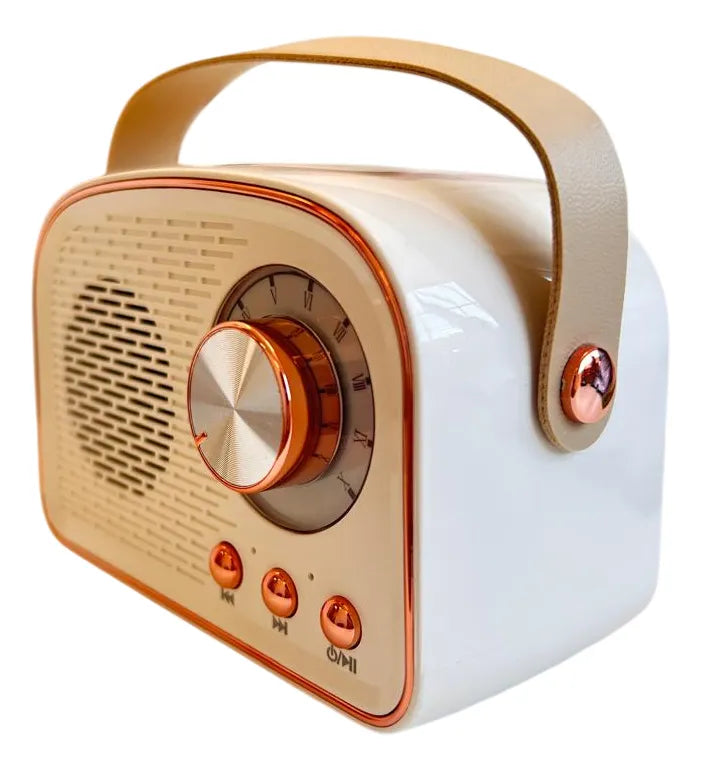 Mini Parlante Estilo Radio Vintage Bluetooth Kl820 Shine Blanco