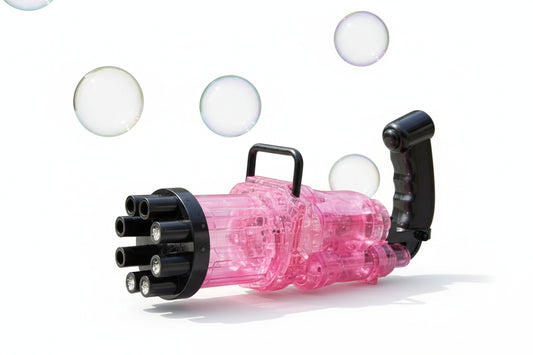 Pistola Burbujero 8 Agujeros Glitter A Pila Con Luces Kb1124 Rosa Shine