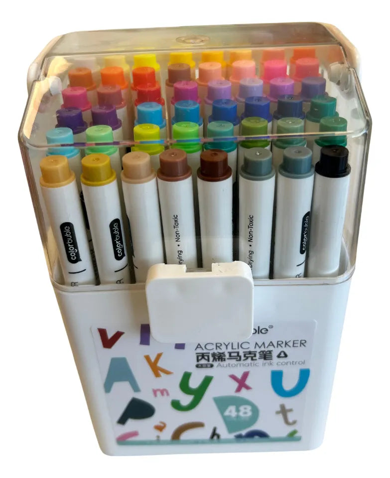 Marcadores Acrílicos Punta Redonda Estuche X48 Sl7104 Shine Surtidos