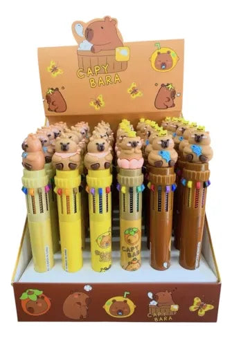 Lapicera Brillitos X10 Colores Capibaras Kl1358 Shine Capibara Varios