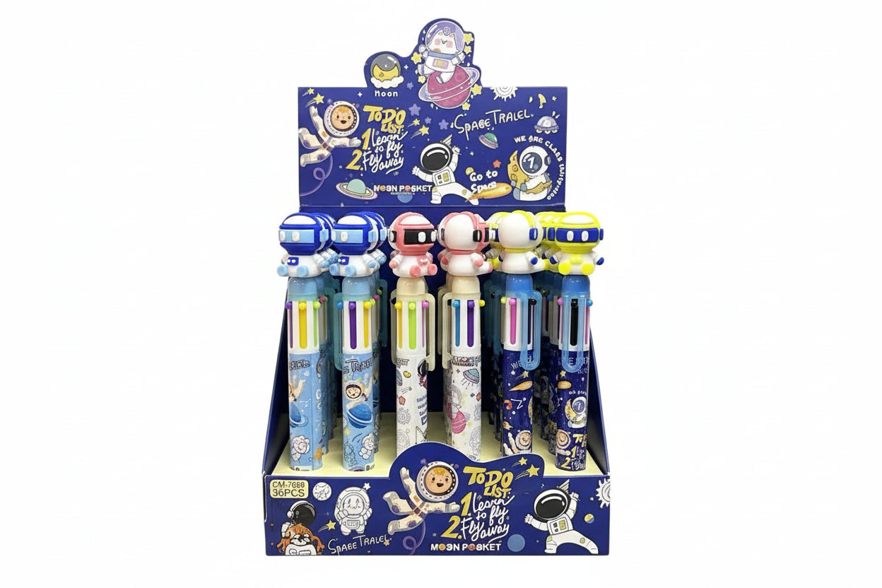 Lapicera Brillitos X10 Colores Cohetes Kl1360 Shine Astronauta Varios