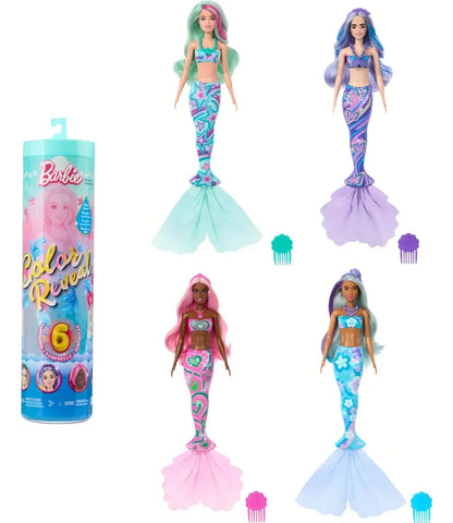 Barbie Muñeca Color Reveal Serie 6 Sirenas Sorpresa Jfy73