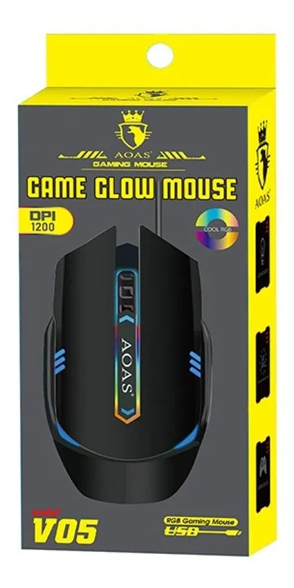 Mouse Gamer Aoas Usb Rgb Luz V5 2064203 Shine Negro