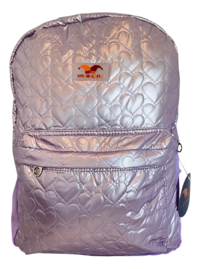 Mochila Espalda Escolar 18p Puffy Corazon Sl1903v Kinderland Violeta