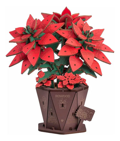 Robotime Rowood Puzzle 3d Poinsettia Flor De Pascua Tf001