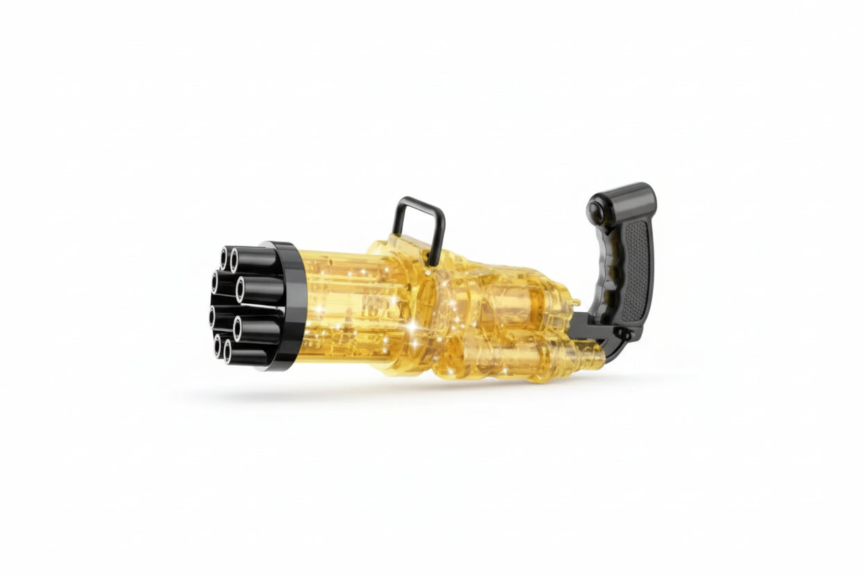 Burbujero Pistola Glitter 8 Agujeros A Pila Con Luces Kb1124 Golden Shine