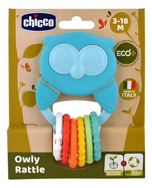 Chicco Búho Eco+ Sonajero Ecológico 10494 Celeste