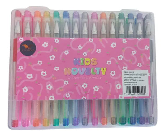 Estuche Lapiceras Gel Pop Glitter X30 Sl6615 Kinderland Vs