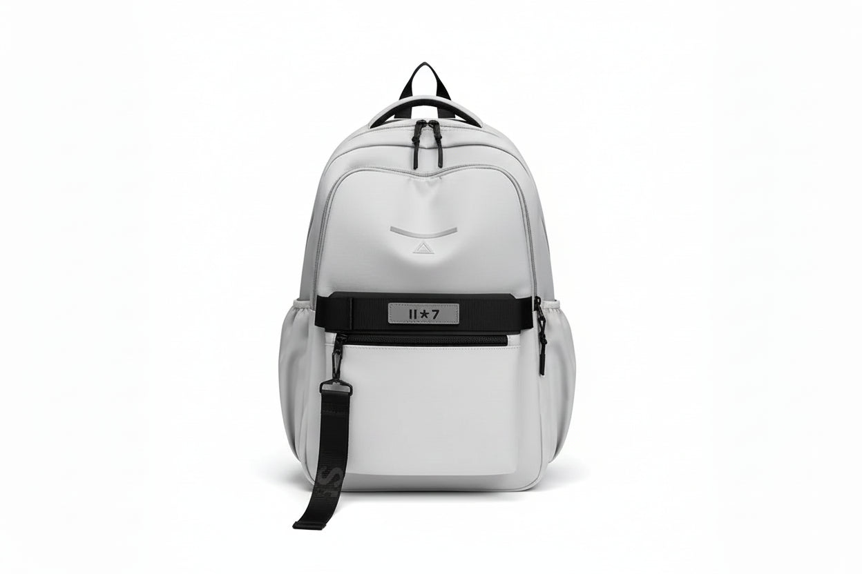 Mochila Escolar Gris Blanco Kl1165 Shine Blanco