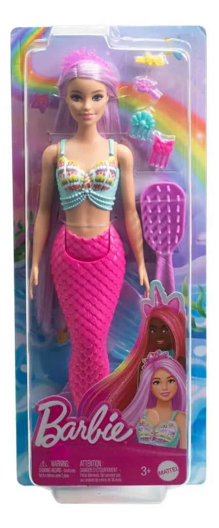 Barbie Muñeca Sirena Con Accesorios Para Peinar Hrr00 Mattel