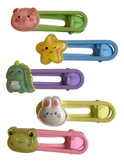 Hebilla Clip Metal Con Aplique De Acrílico Kawaii Kl324 Multicolor