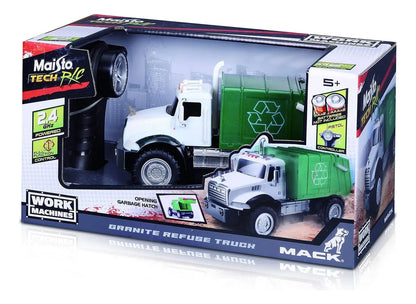 Maisto Camion Basura Mack Radio Control Blanco/verde 82182