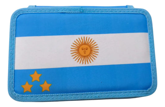 Cartuchera Escolar Argentina 2 Pisos Con Útiles Sl6802 Shine Celeste