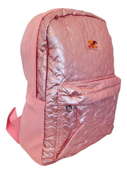 Mochila Espalda Escolar 18p Puffy Corazon Sl1903r Kinderland Rosa