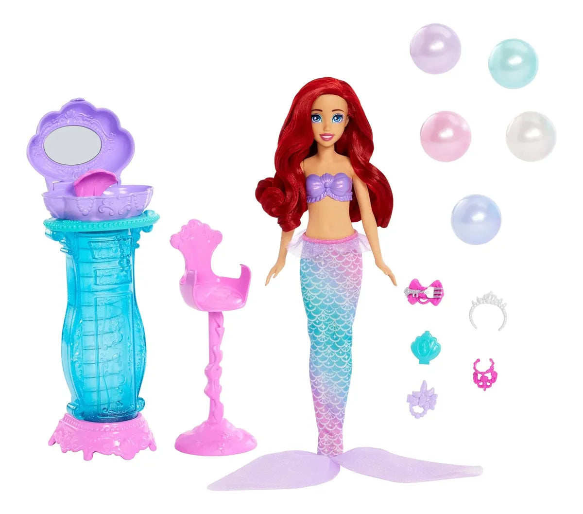 Muñeca Disney Princesa Ariel Con Tocador Jbf86 Mattel
