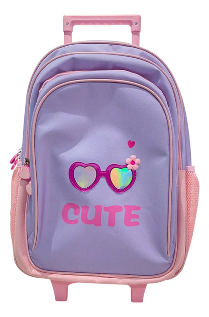 Mochila Carrito Escolar Cute 18 Pulgadas Zykl007 Shine Lila Con Rosa