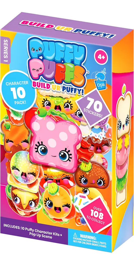 Puffy Puffs Pack 10 Personajes 3d + Stickers S1003