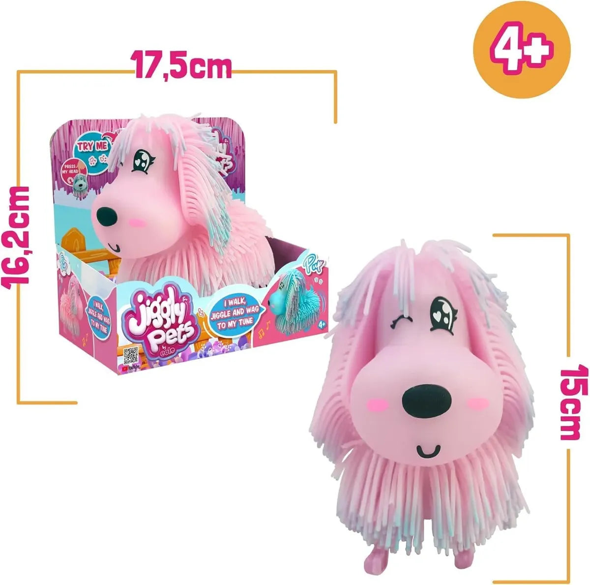 Jiggly Pets Peludito Mascota Expresiones Con Sonido Rosa Eo-004062