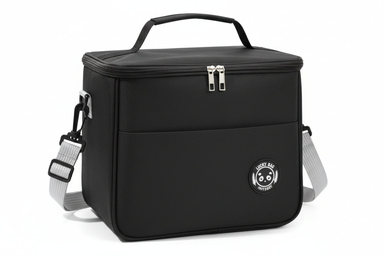 Bolso Lunchera Con Correa Negro Kl1191 Shine Negro