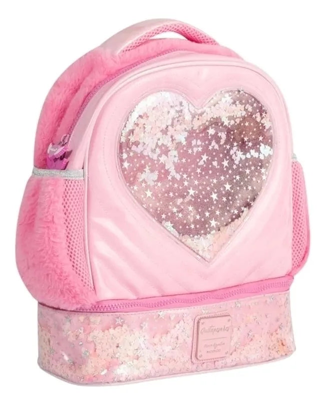 Mochila Escolar Corazon Rosa Kl1214 Shine Rosa