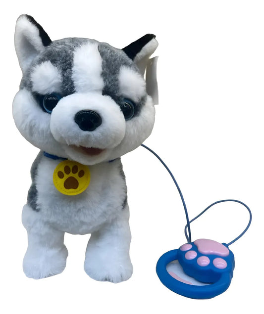 Peluche Perro A Control Remoto Jm-2333 Shine Blanco Y Gris