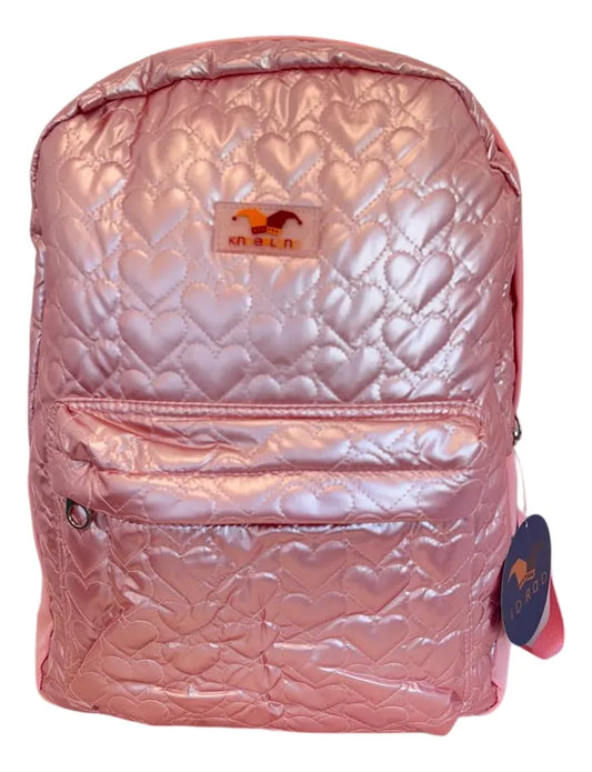 Mochila Espalda Escolar 18p Puffy Corazon Sl1903r Kinderland Rosa