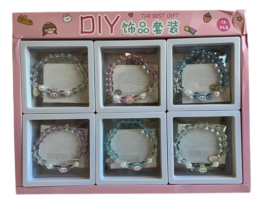 Kit Por 12 Pulseras 9 Cm Infantil Con Estuche Kl330 Shine