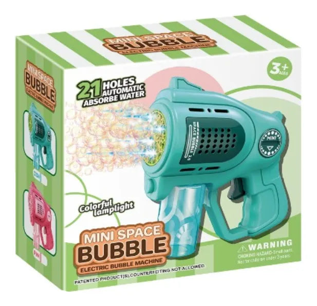 Mini Pistola Burbujero Luces Automática A Pila Kb1322 Shine Azul