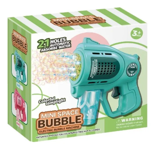 Mini Pistola Burbujero Luces Automática A Pila Kb1322 Shine Azul