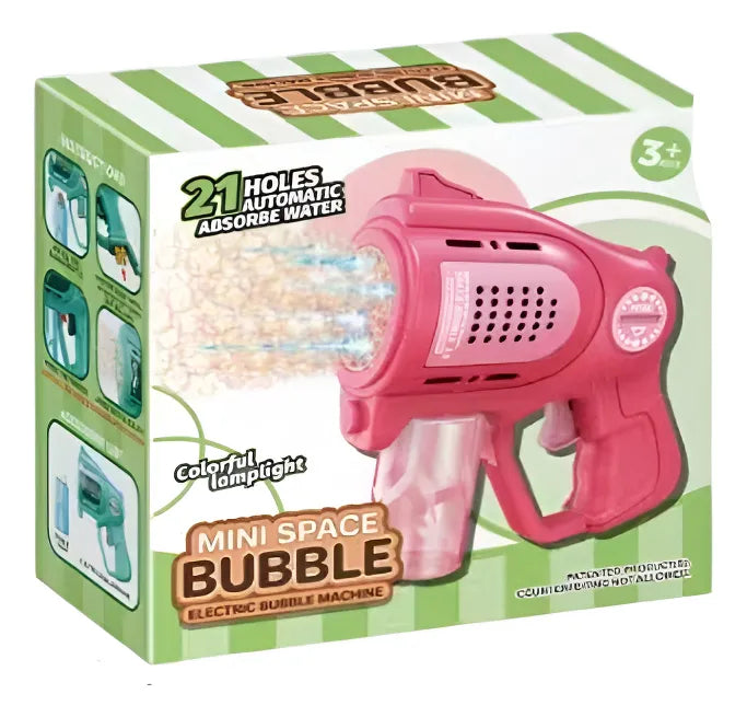 Burbujero Mini Pistola Luces Automática A Pila Kb1322 Shine Rosa
