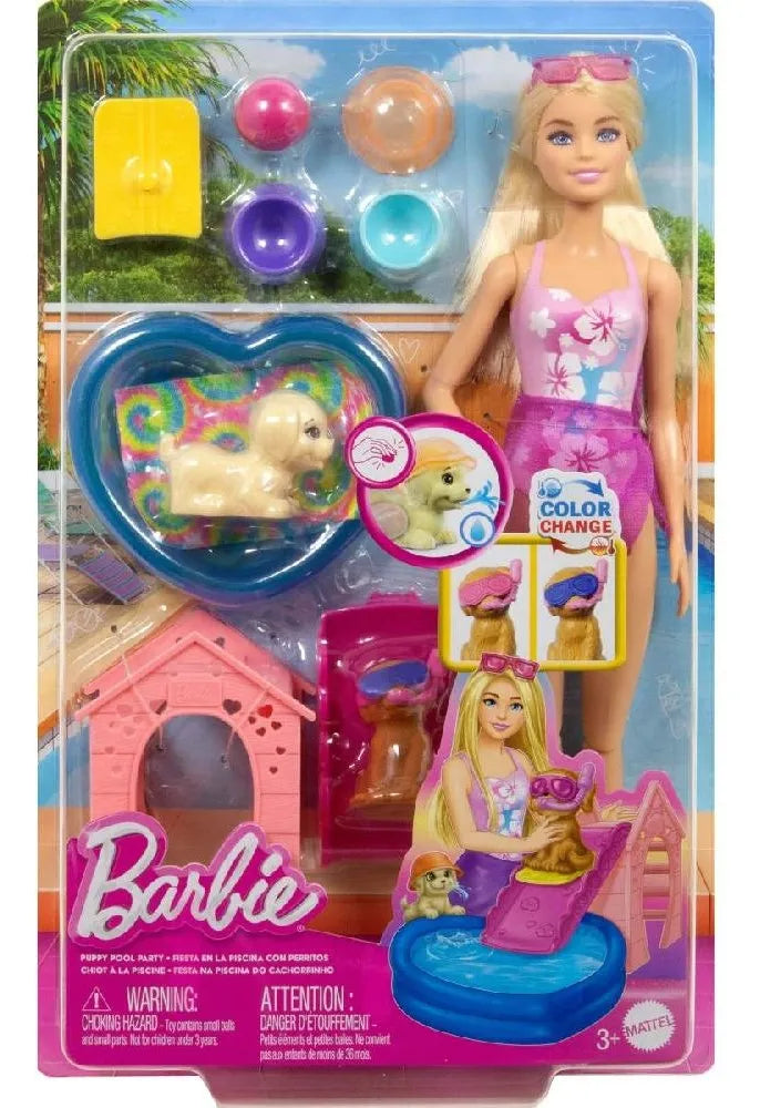 Barbie Fiesta En La Piscina Con Perritos Jbf35 Multicolor