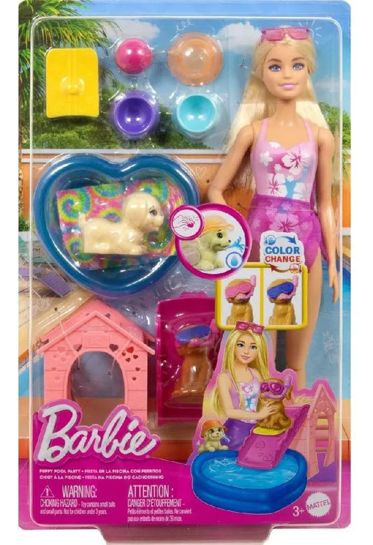Barbie Fiesta En La Piscina Con Perritos Jbf35 Multicolor