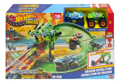 Hot Wheels Monster Truck Pista Tiburon Vs Dinosaurio Jfr06 Colorido