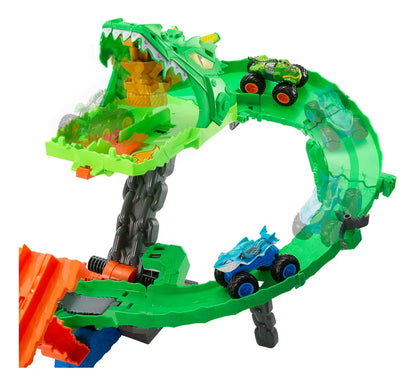Hot Wheels Monster Truck Pista Tiburon Vs Dinosaurio Jfr06 Colorido