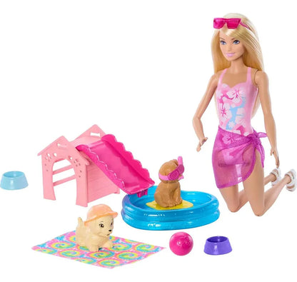 Barbie Fiesta En La Piscina Con Perritos Jbf35 Multicolor