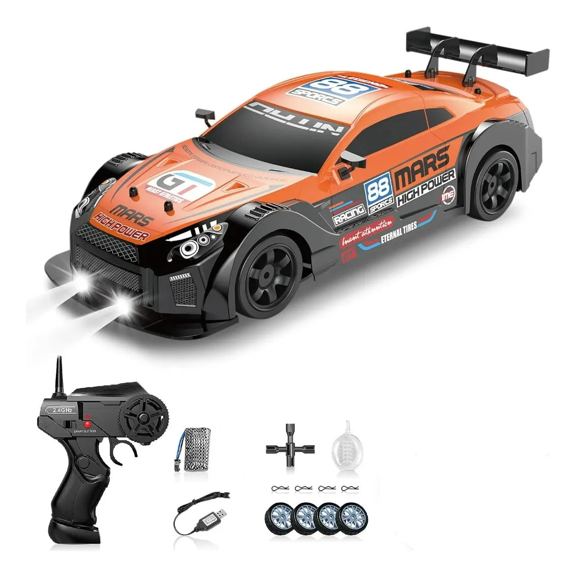 Auto Carrera Racing All Wheel Drive Drift Rc 1:36 024344 Ns 024344 Naranja