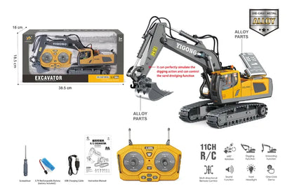 Excavadora 1:20 2.4g R/c Metal Con Musica Y Sonido 2308549 Amarillo Excavator