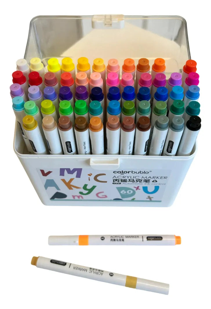 Marcadores Acrílicos Punta Redonda Estuche X60 Sl7105 Shine Surtidos