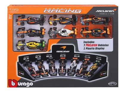 Bburago 1:43 Mclaren Set 7 Autos + Soporte De Exposición Varios