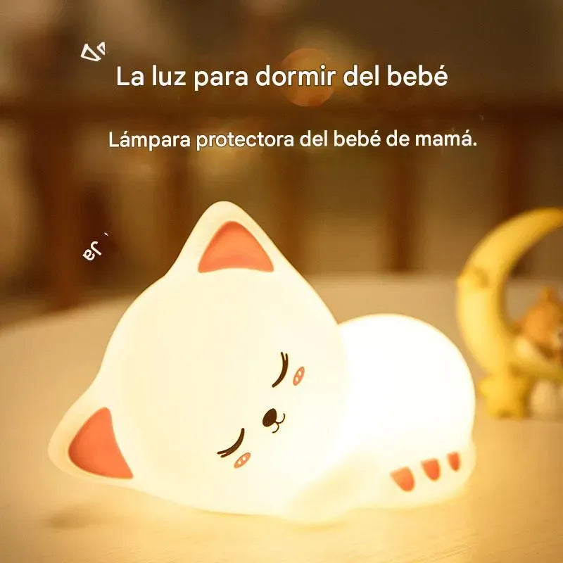 Velador Infantil Usb Recargable Gatito Kl315 Shine Blanco