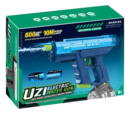 Pistola De Agua Uzi Luz Eléctrica Recargable Kb1323 Shine Azul