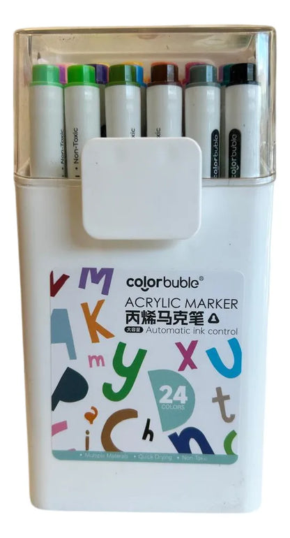 Marcadores Acrílicos Punta Redonda Estuche X24 Sl7102 Shine Surtidos