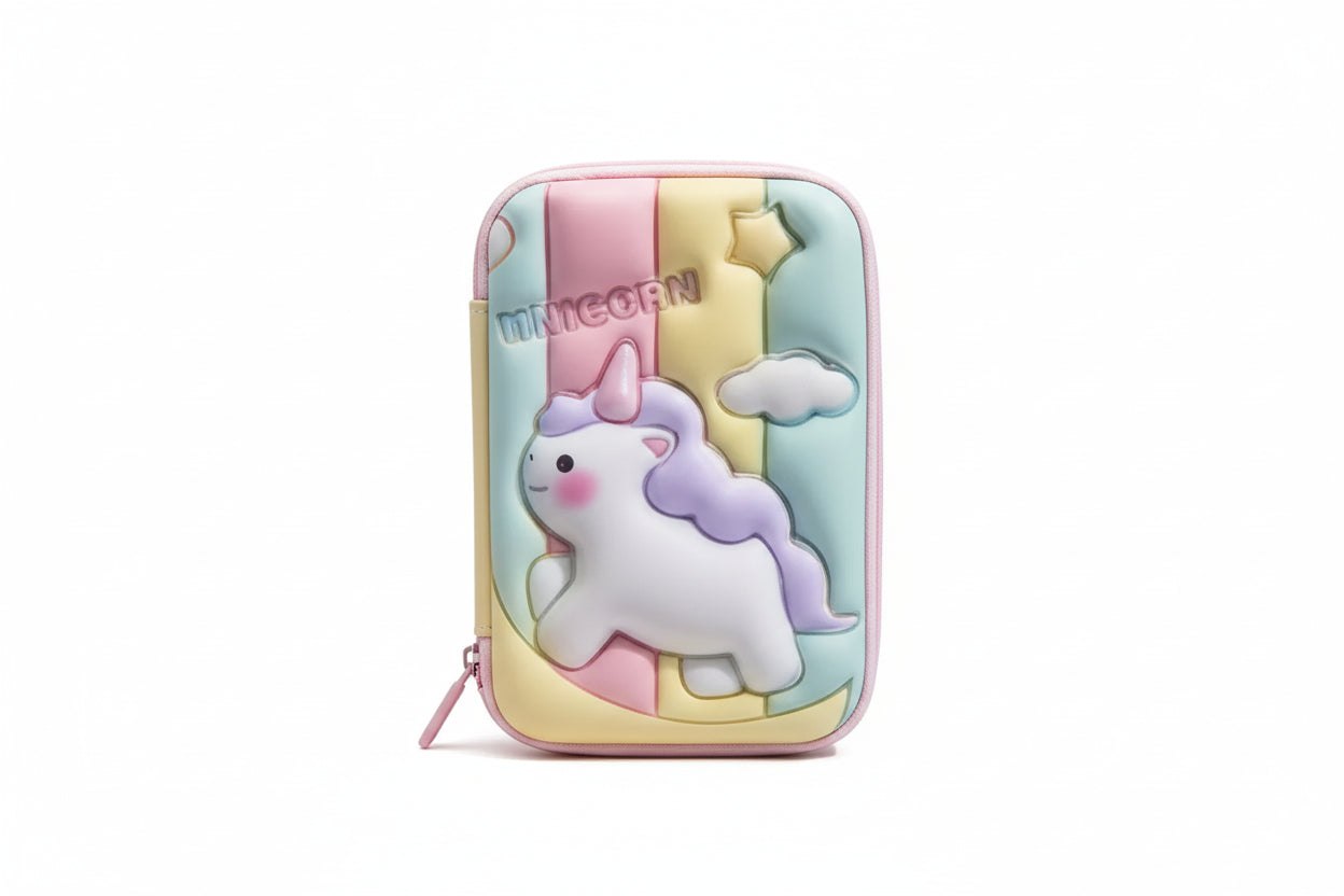 Cartuchera Escolar 3d Unicornio 1 Piso Kl1270 Shine Rosa
