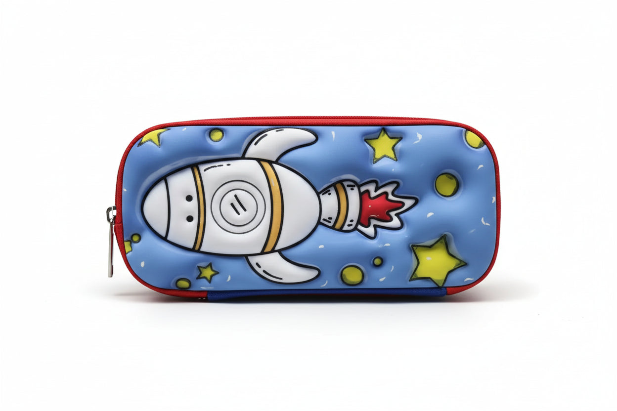 Cartuchera Escolar 3d Nave Espacial 1 Piso Kl1294 Shine Azul