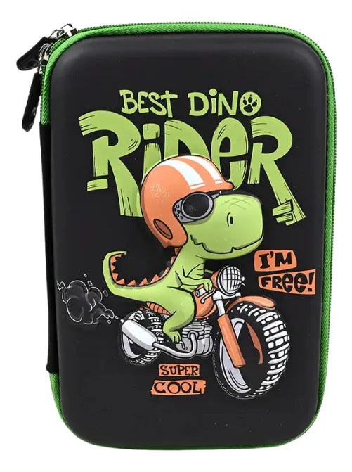 Cartuchera 3d Best Dino Rider Kl1273 Shine Negro