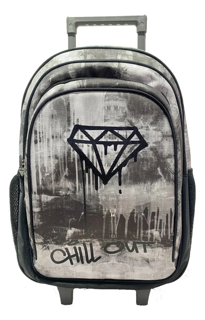Mochila Carrito Escolar Chill Out 18 Pulgadas Zykl002 Shine Negro